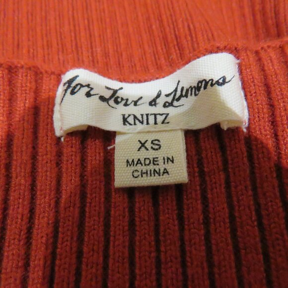 FOR LOVE & LEMONS KNITZ Annie Zipper Mini Dress in Ochre Bodycon Ribbed Size XS - Picture 15 of 16